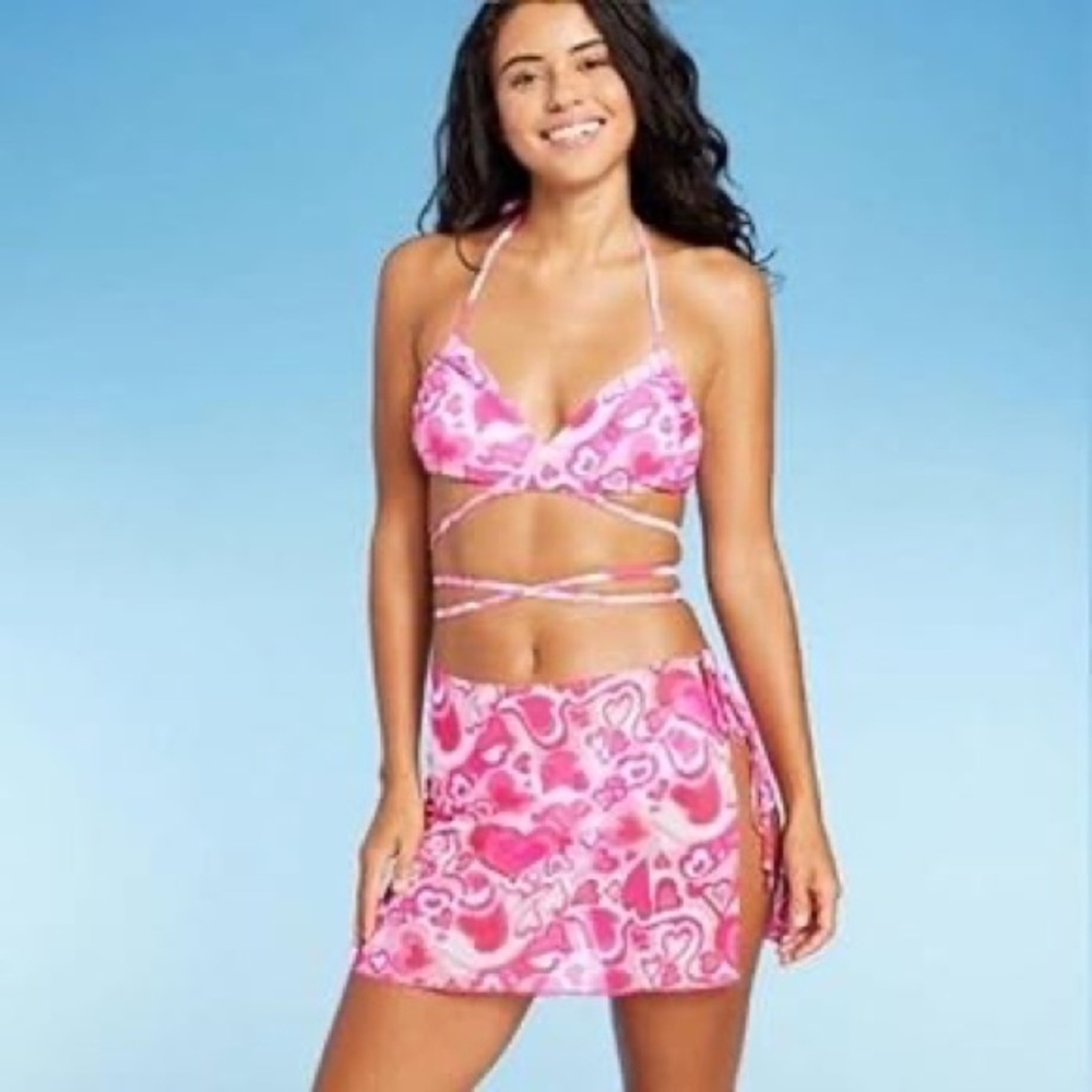 Wild Fable ~ Pink Patterned Women's Swim Skirt